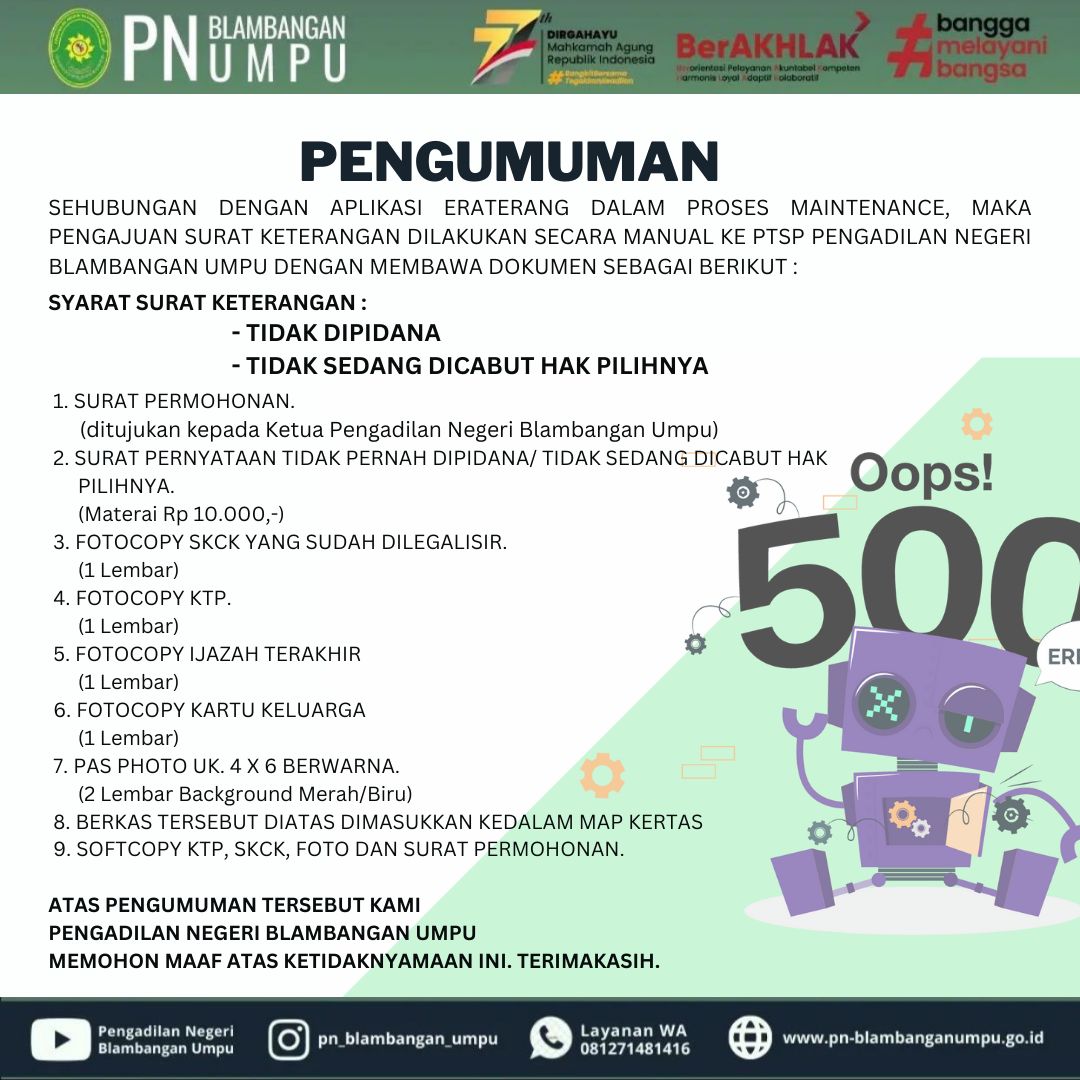 PENGUMUMAN ERATERANG