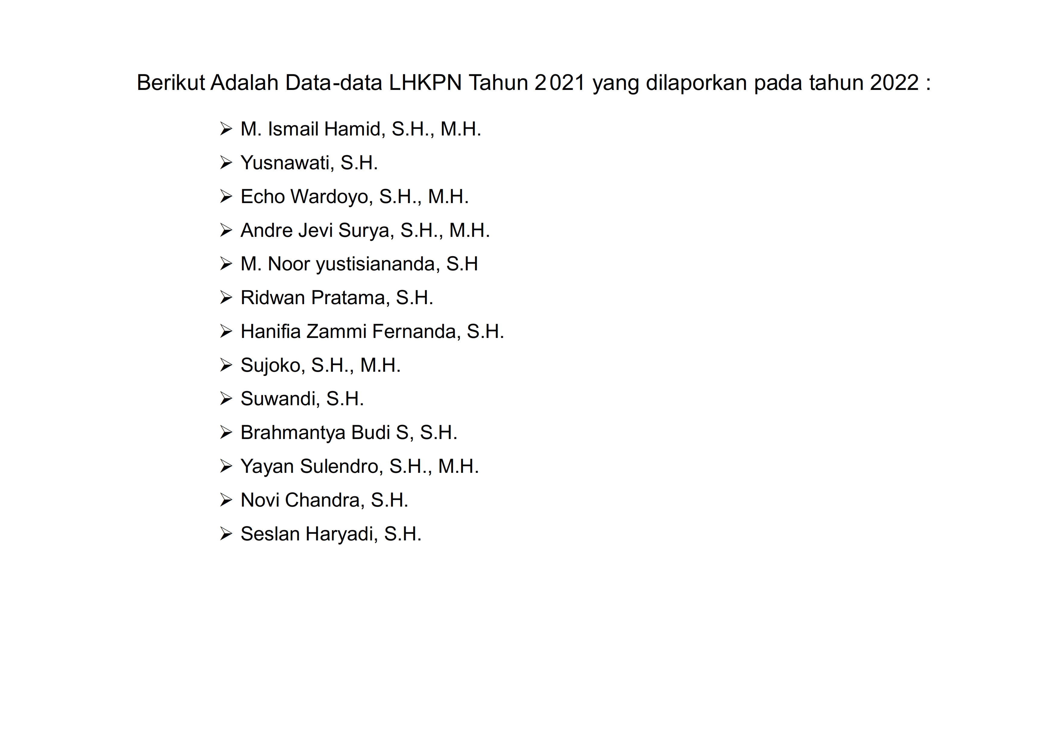 Yang melapor LHKPN 001