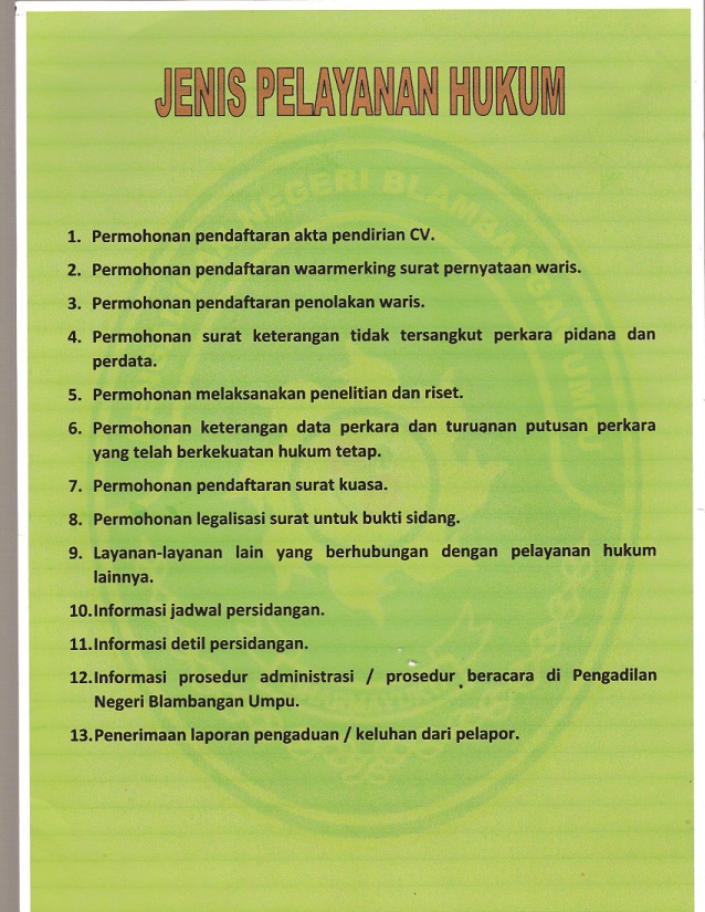 jenis pelayanan hukum