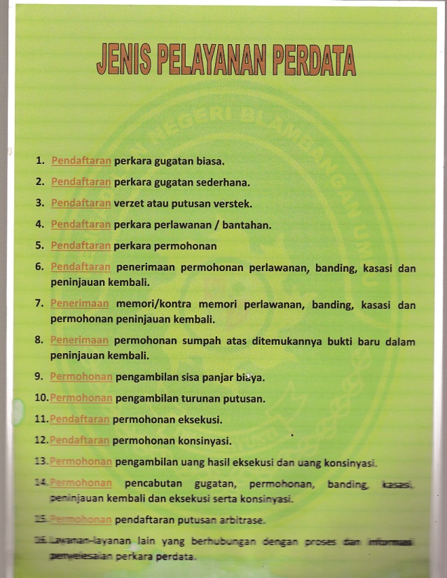 jenis pelayanan perdata